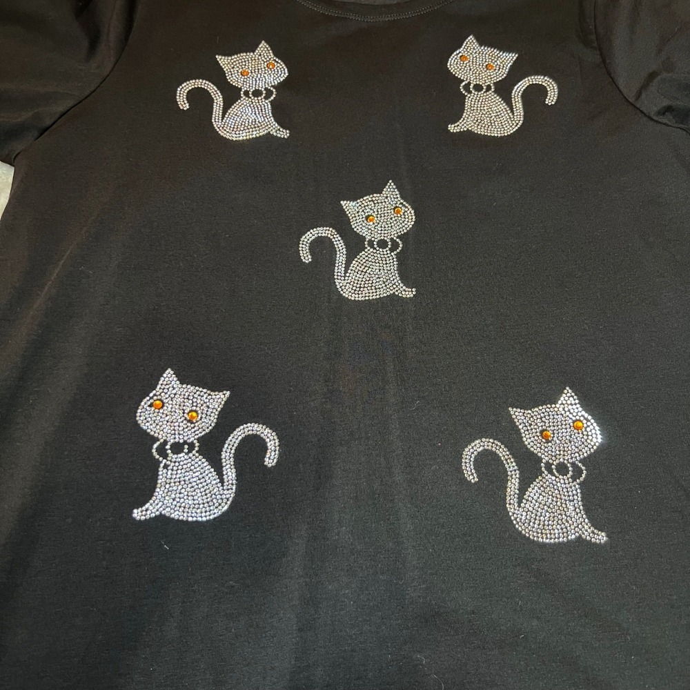 Catalog Favorites Rhinestone Cat Shirt Womens Large Long Sleeve Pets Cute Kitten - Picture 7 of 11